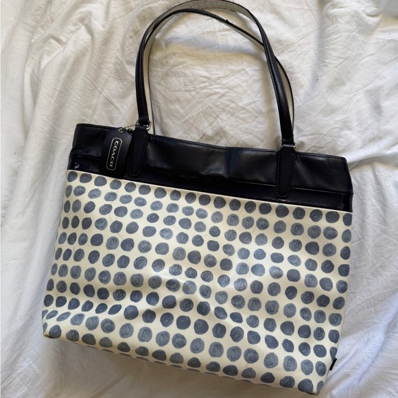 Coach Navy Dot Tote - Picture 1 of 5